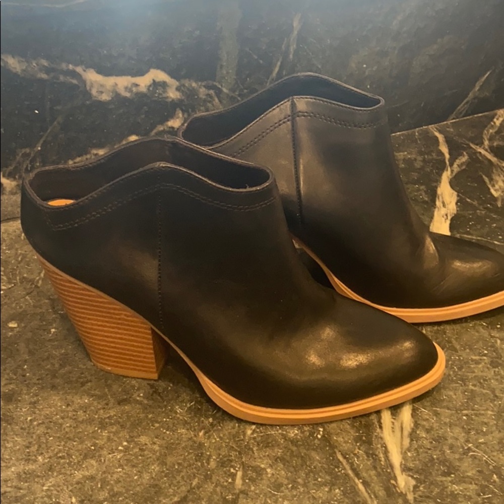 Black leather booties